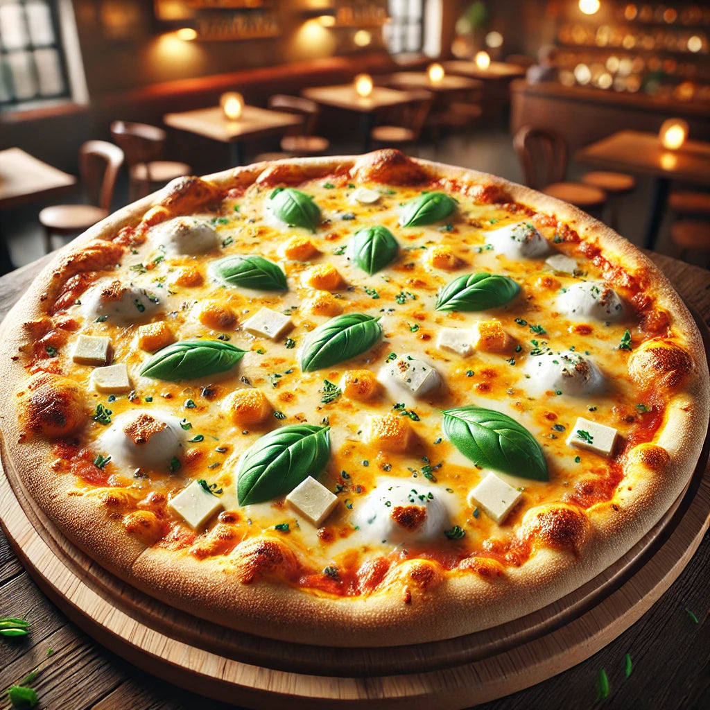 Indulge in the richness of three premium cheeses perfectly melted over a crispy, hand-tossed crust. Our Triple Cheese Margherita Pizza is an irresistible treat for cheese lovers. Topped with mozzarella, cheddar, and parmesan, it delivers a creamy, flavorful bite every time.
Best for: Classic pizza lovers, cheese addicts, and family pizza nights.